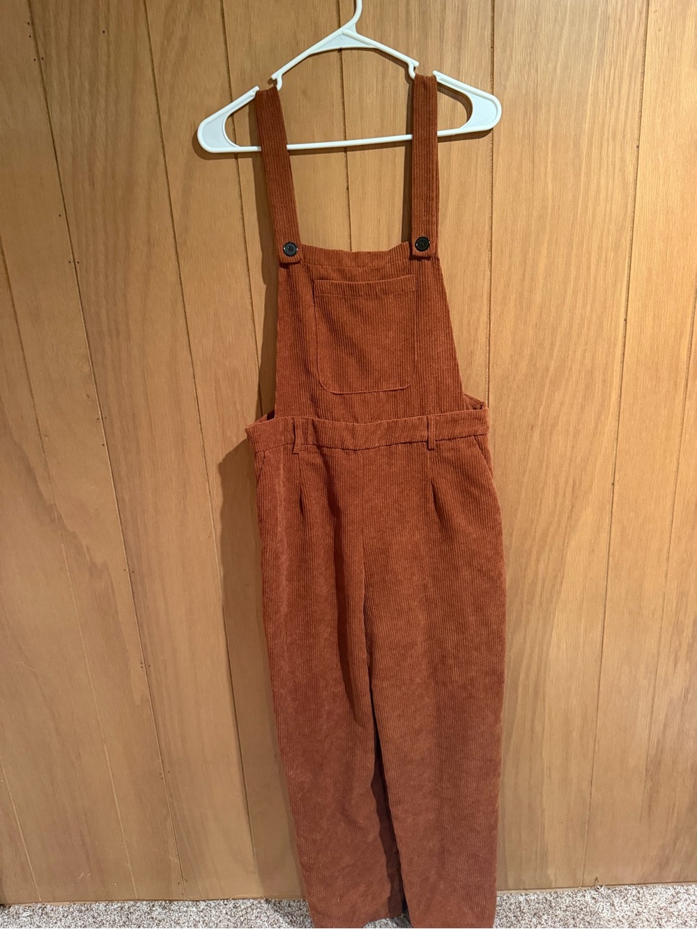 SHEIN Rust Brown Corduroy Overalls Jumpsuit